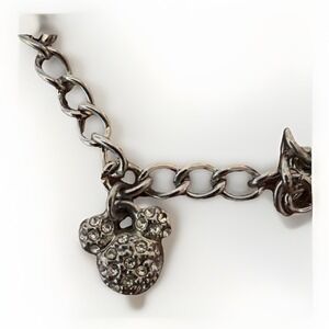 Disney‎ Mickey Mouse Icon Ears Crystal Rhinestone Silver Charm Enamel Clasp